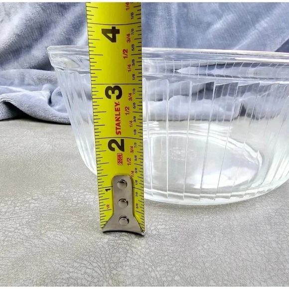 Pyrex 10 Clear Ribbed 4X8.5 Casserole Souffle Mixing Salad Anything Deep Dish US - Picture 7 of 7
